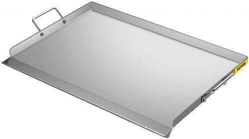 VEVOR Stainless Steel Griddle, 17" x 13" Griddle Flat Top Plate, Griddle for BBQ Charcoal/Gas Gril with 2 Handles, Rectangular Flat Top Grill with Extra Drain Hole for Tailgating and Parties