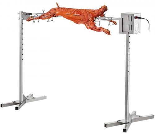 VEVOR 46'' Electric BBQ Rotisserie Grill Kit，Max Capacity 90 LB ,Automatic 32W Motor and Height Adjustable Stainless Steel Roaster Stand for Pig Rotisserie Hog Lamb Outdoor Party Campfire Barbecue