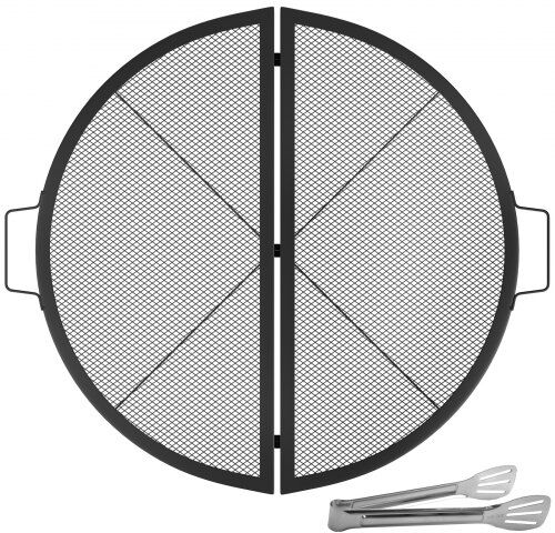 VEVOR Fire Pit Cooking Grate 30 Inch, Foldable Round Cooking Grill Grates,Heavy Duty X-Marks BBQ Grill with Portable Handle & Support Wire for Outdoor Campfire Party & Gathering