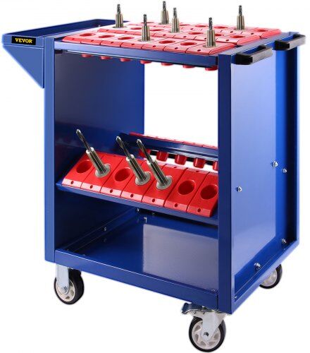 VEVOR Tool Cart 40 Taper Tool Holder CNC Tool Cart 35 Capacity CAT40 BT40 Service Carts with Wheels Heavy Duty (BT40 35 Capacity)