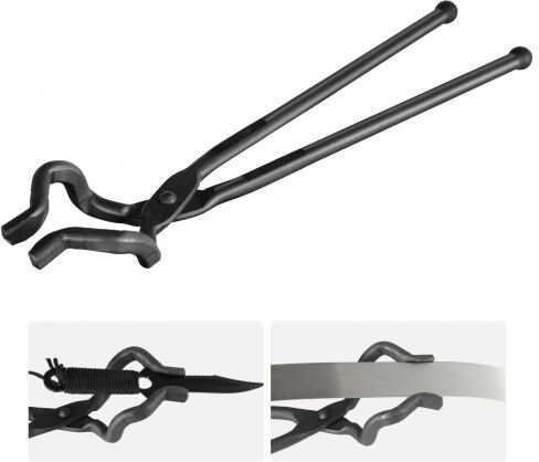 VEVOR Blacksmith Tongs, 18” Z V-Bit Tongs, Carbon Steel Forge Tongs with A3 Steel Rivets, for Knife Blades, Long Pieces, Circular Forgings, for Beginner and Seasoned Blacksmiths and Bladesmiths