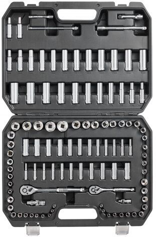 VEVOR Socket Set, 1/4" and 3/8" Drive Socket and Ratchet Set, 6-Point Socket Opening, 106 Pcs Tool Set SAE and Metric, Deep and Standard Sockets, 5/32-1 in, 5-19 mm, with Accessories, Storage Case