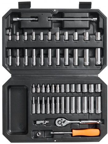 VEVOR Socket Set, 1/4 Inch Drive Socket and Ratchet Set, 6-Point Socket Opening, 54 Pieces Tool Set SAE and Metric, Deep and Standard Sockets, 5/32-9/16 in, 4-14 mm, with Accessories, Storage Case