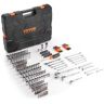 VEVOR Mechanics Tool Set and Socket Set, 1/4" 3/8" 1/2" Drive Deep and Standard Sockets, 205 Pcs SAE and Metric Mechanic Tool Kit with Bits, Combination Wrench, Hex Wrenches, Accessories, Storage Case