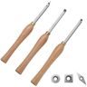 VEVOR Wood Lathe Chisel Set, 3 PCS Woodworking Turning Tools, Includes Square, Round, Diamond Carbide Blades, 7.87" Comfortable Grip Handles, Wood Chisel Set with Wooden Box For Turning Pens or Small