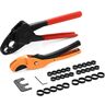 VEVOR PEX Pipe Crimping Tool, Angle Dual Head Combo PEX Crimper for 1/2" and 3/4" Copper Crimp Rings, 30 Copper Crimp Rings, PEX Tubing Cutter, Go/No-Go Gauge, Meets ASTM F1807 Standards