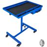 VEVOR Rolling Tool Table 220 LBS Capacity Tear Down Tray 29x20 Inch Mobile Work Table 4 Swivel Wheels Adjustable Height and Width with Drawer for Holding Automotive Tools in Blue