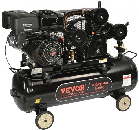 VEVOR 15HP Gas Powered Air Compressor, 30 Gallon Horizontal Air Compressor Tank, 33CFM@115PSI Gas Driven Piston Pump Air Compressed System with 115PSI Max Pressure for Construction Sites Workshop