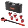 VEVOR Ratchet Pipe Threader Kit, 1/4" NPT - 1-1/4" NPT Manual Ratcheting Pipe Threader, Portable Pipe Threading Tool Set with 6PCS NPT Dies, Storage Case for Galvanized Aluminum Iron Copper Pipes