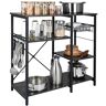 VEVOR Kitchen Baker's Rack, 5-Tier Industrial Microwave Stand with Hutch & 8 S-Shaped Hooks, Multifunctional Coffee Station Organizer with Utility Storage Shelf for Kitchen, Living Room, Dark Gray