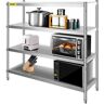 VEVOR Storage Shelf, 4-Tier Stainless Steel Shelving, Storage Shelving Unit, 70.9 x 17.7 x 59.1 Inch Heavy Duty Storage Rack Shelving, 1320 Lbs Total Capacity with Adjustable Height