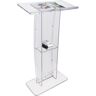 VEVOR Acrylic Podium, 47" Clear Acrylic Podium Stand with Wide Reading Surface & Storage Shelf, Floor-standing Clear Pulpits Acrylic for Church Office School