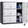 VEVOR Metal Locker for Employees, 9 Doors Storage Cabinet with Card Slot, Gray Steel Employee Lockers with Keys, 66lbs Loading Capacity office Storage Lockers for Office, Home, School, Gym