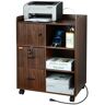 VEVOR Wood File Cabinet, Mobile Printer Cabinet 3-Drawer, with 2 Outlets and 2 USB Ports, Printer Stand with Open Storage Shelves for Home Office, Rustic Brown, EPA and CARB Certified