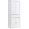 VEVOR 72" Kitchen Pantry Storage Cabinet, Freestanding Utility Cabinets with Doors, Drawer and 3 Adjustable Shelves, Tall Food Buffet Pantries for Kitchen, Living Room, Dinning Room, Laundry, White