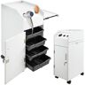 VEVOR Salon SPA Beauty Hairdressing Cart White Storage Trolley with 4 Drawers Rolling Wheels Lockable 2 Keys w/Hairdryer Holder Space-Saving Side Tray