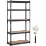 VEVOR Storage Shelving Unit, 5-Tier Adjustable, 2000 lbs Capacity, Heavy Duty Garage Shelves Metal Organizer Utility Rack, Black, 30" L x 12" W x 60" H for Kitchen Pantry Basement Bathroom Laundry