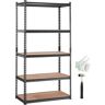 VEVOR Storage Shelving Unit, 5-Tier Adjustable, 2000 lbs Capacity, Heavy Duty Garage Shelves Metal Organizer Utility Rack, Black, 36" L x 18" W x 72" H for Kitchen Pantry Basement Bathroom Laundry