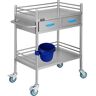 VEVOR Lab Serving Cart Utility Cart Stainless Steel Medical Cart with Two Drawers for lab Equipment Use Grade I Stainless Steel Utility Services (2 Shelves/ 2 Drawer)