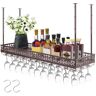 VEVOR Ceiling Wine Glass Rack, 46.9 x 13 inch Hanging Wine Glass Rack, 18.9-35.8 inch Height Adjustable Hanging Wine Rack Cabinet, Coppery Wall-Mounted Wine Glass Rack Perfect for Bar Cafe Kitchen