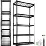 VEVOR Storage Shelving Unit, 5-Tier Adjustable, 2000 lbs Capacity, Heavy Duty Garage Shelves Metal Organizer Wire Rack, Black, 36" L x 16" W x 72" H for Kitchen Pantry Basement Bathroom Laundry Closet