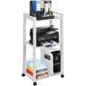 VEVOR Printer Stand, 3-Tier Rolling Printer Cart, Adjustable Storage Shelf Rack on Lockable Wheels, 19.69x 13.78x 42 inch Printer Table for Home Office Small Spaces Organization, White