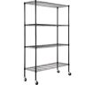 VEVOR Storage Shelving Unit with Wheels, 4-Tier Adjustable, 700 lbs Capacity, Heavy Duty Garage Shelves Metal Organizer Wire Rack, Black, 47.2" L x 17.7" W x 74" H for Kitchen Pantry Basement Bathroom