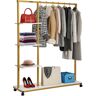 VEVOR Clothing Garment Rack, 180 LBS Capacity, Heavy-duty Clothes Rack w/ Bottom Shelf & Extra 3 Side Shelves, 4 Swivel Casters, Rolling Clothes Organizer for Laundry Room Retail Store Boutique, Gold