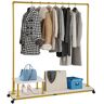 VEVOR Clothing Garment Rack, 59.1"x14.2"x63.0", Heavy-Duty Clothes Rack w/Bottom Shelf & Side Shelf, 4 Swivel Casters, Sturdy Steel Frame, Rolling Clothes Organizer for Retail Store Boutique, Gold