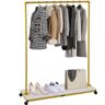 VEVOR Clothing Garment Rack, 47.2"x14.2"x63.0", Heavy-Duty Clothes Rack w/Bottom Shelf, 4 Swivel Casters, Sturdy Steel Frame, Rolling Clothes Organizer for Laundry Room Retail Store Boutique, Gold