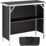 VEVOR Folding Portable Bar Table, Tradeshow Podium Table for Indoor, Outdoor, Party, Picnic, Exhibition, Includes Carrying Case, Storage Shelf and  Black Skirt, 38.39" x 15.16" x 34.25"