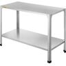 VEVOR Potting Bench, 46" L x 20" W x 32" H, Galvanized Steel Outdoor Workstation with Rubber Feet, Multi-use Double Layers Gardening Table for Greenhouse, Patio, Porch, Backyard, Silver