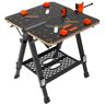 VEVOR Folding Work Table, 2-in-1 as Sawhorse & Workbench, 1000 lbs Capacity, 7 Adjustable Heights, Steel Legs, Portable Foldable Tool Stand with Wood Clamp, 4 Bench Dogs, 2 Hooks, Easy Garage Storage