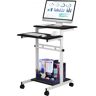 VEVOR Mobile Standing Desk, Rolling Laptop Desk w/ Three Shelves, 34-47in Adjustable Height with Four 360° Rotation Wheels for Home, Office