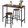 VEVOR Bar Table and Chairs Set 39" Pub Table Set with 2 Bar Stools Kitchen Dining Table and Chairs Set for 2 Iron Frame Counter Height Dining Sets for Home, Kitchen, Living Room