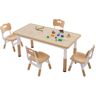 VEVOR Kids Table and 4 Chairs Set, Height Adjustable Toddler Table and Chair Set, Graffiti Desktop, Children Multi-Activity Table for Art, Craft, Reading, Learning