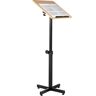 VEVOR Lectern Podium Stand, Height Adjustable Laptop Table, Portable Presentation Standing for Classroom, Office, Church, Tilting Desktop with Edge Stopper, Oak