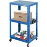 VEVOR Steel AV Cart, 26-41" Height Adjustable Media Cart with Electric Power Cord, 25" x 18" Presentation Cart with 3 Shelves, 150 LBS Rolling Cart with 2 Brakes Suitable for Load-Bearing, Blue