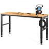 VEVOR Workbench Adjustable Height, 48" L X 20" W X 38.1" H Garage Table w/ 28.3" - 38.1" Heights & 2000 LBS Load Capacity, with Power Outlets & Hardwood Top & Metal Frame & Foot Pads, for Office Home