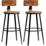 VEVOR Rustic Bar Stools Counter Height Round Bar Chairs with Backrest 29" 2 Set