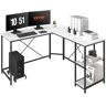 VEVOR L Shaped Computer Desk, 54'' Corner Desk with Storage Shelves & CPU Stand, Work Desk Gaming Desk for Home Office Workstation, White