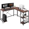 VEVOR L Shaped Computer Desk, 54'' Corner Desk with Storage Shelves & CPU Stand, Work Desk Gaming Desk for Home Office Workstation, Rustic Brown