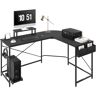 VEVOR L Shaped Computer Desk, 59'' Corner Desk with Storage Bag, Monitor Riser and CPU Stand, Work Desk Gaming Desk for Home Office Workstation, Black