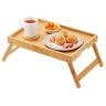 VEVOR Bed Tray Table with Foldable Legs, Bamboo Breakfast Tray for Sofa, Bed, Eating, Snacking, and Working, Folding Serving Laptop Desk Tray, Portable Food Snack Platter for Picnic, 15.7" x 11"