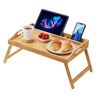 VEVOR Bed Tray Table with Foldable Legs & Media Slot, Bamboo Breakfast Tray for Sofa, Bed, Eating, Snacking, and Working, Serving Laptop Desk Tray TV Tray, Portable Food Snack Platter, 19.7" x 11.8"