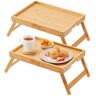 VEVOR 2-Pack Bed Tray Table with Foldable Legs, Bamboo Breakfast Tray for Sofa, Bed, Eating, Snacking, and Working, Folding Serving Laptop Desk Tray, Portable Food Snack Platter for Picnic, 15.7"x11"