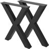 VEVOR Set of 2 Steel Table Legs, 28''Height 30''Wide Dining Table Legs, Heavy Duty 3.1" Square Box Section X Frame Table Legs, 28x30x3.1 Inch Black Color Industrial Country Style Metal Dining Legs