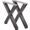 VEVOR Set of 2 Steel Table Legs, 28''Height 24''Wide Dining Table Legs, Heavy Duty 3.1" Square Box Section X Frame Table Legs, 28x24x3.1 Inch Original Color Industrial Country Style Metal Dining Legs