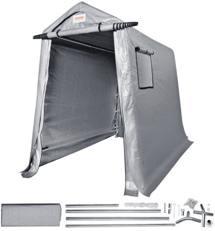 VEVOR Portable Shed Outdoor Storage Shelter, 6 x 8 x 7 ft Heavy Duty All-Season Instant Storage Tent Tarp Sheds with Roll-up Zipper Door and Ventilated Windows For Motorcycle, Bike, Garden Tools