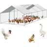 VEVOR Large Metal Chicken Coop with Run, 9.8x25.6x6.5 ft Walk-in Chicken Runs for Yard with Cover, Spire Roof Hen House with Security Lock for Outdoor and Backyard, Farm, Duck Rabbit Cage Poultry Pen